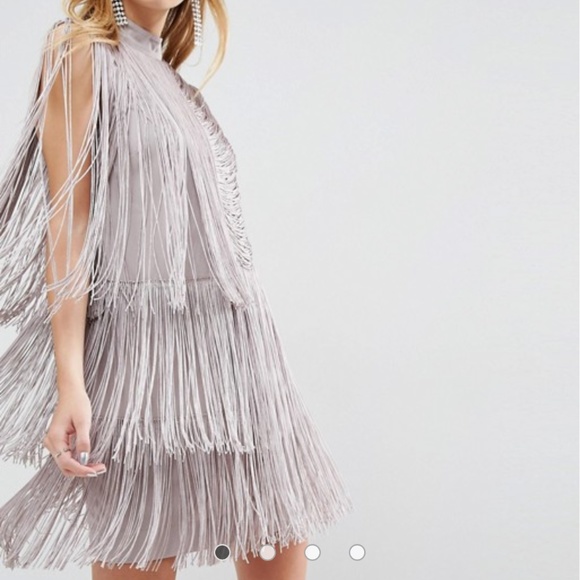 ASOS Dresses & Skirts - NWT ASOS Taupe Fringe Mini Dress